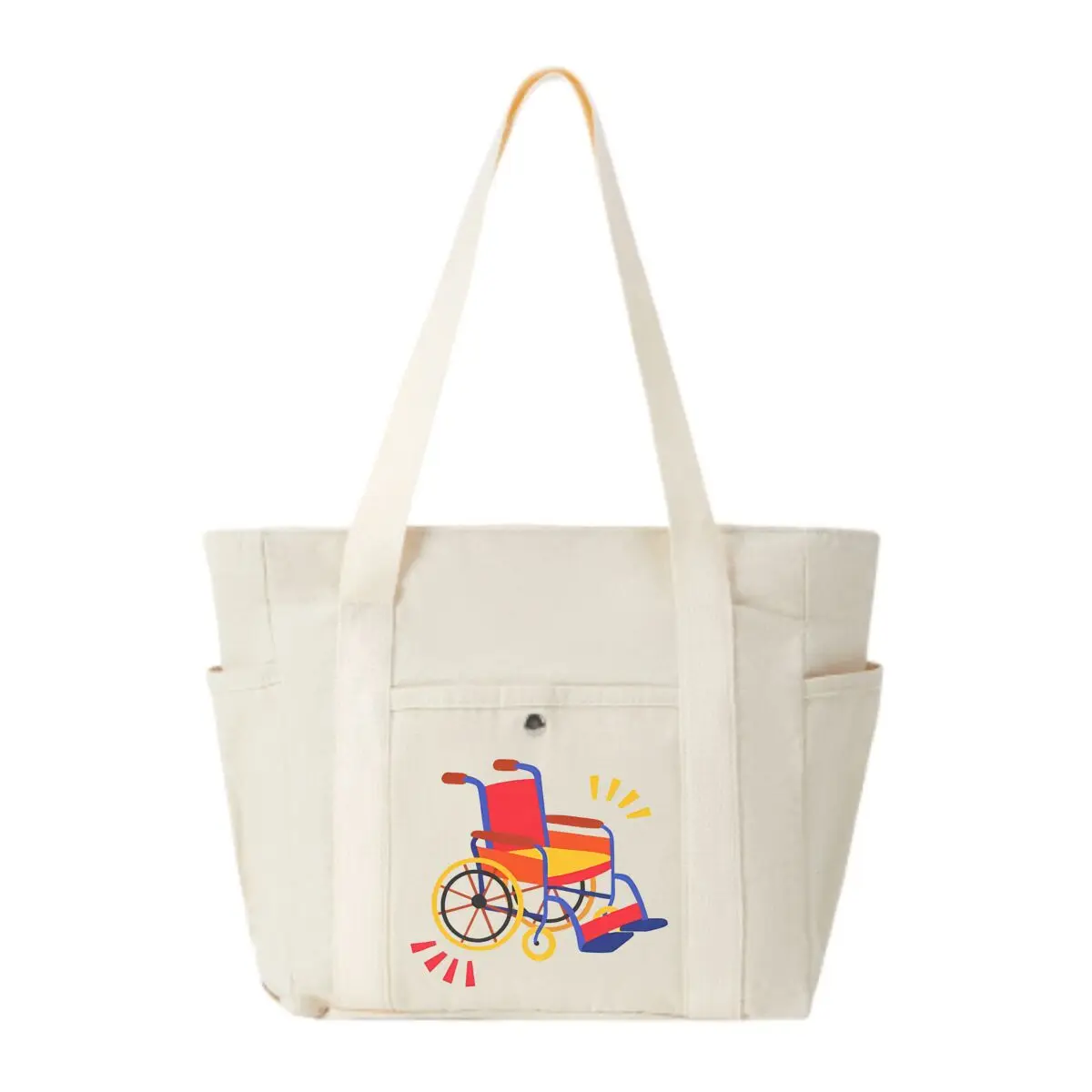 

Colorful Wheelchair Art Capacity Canvas Tote Bags Work Commuting Carrying Bag Shoulder Shopping Bag