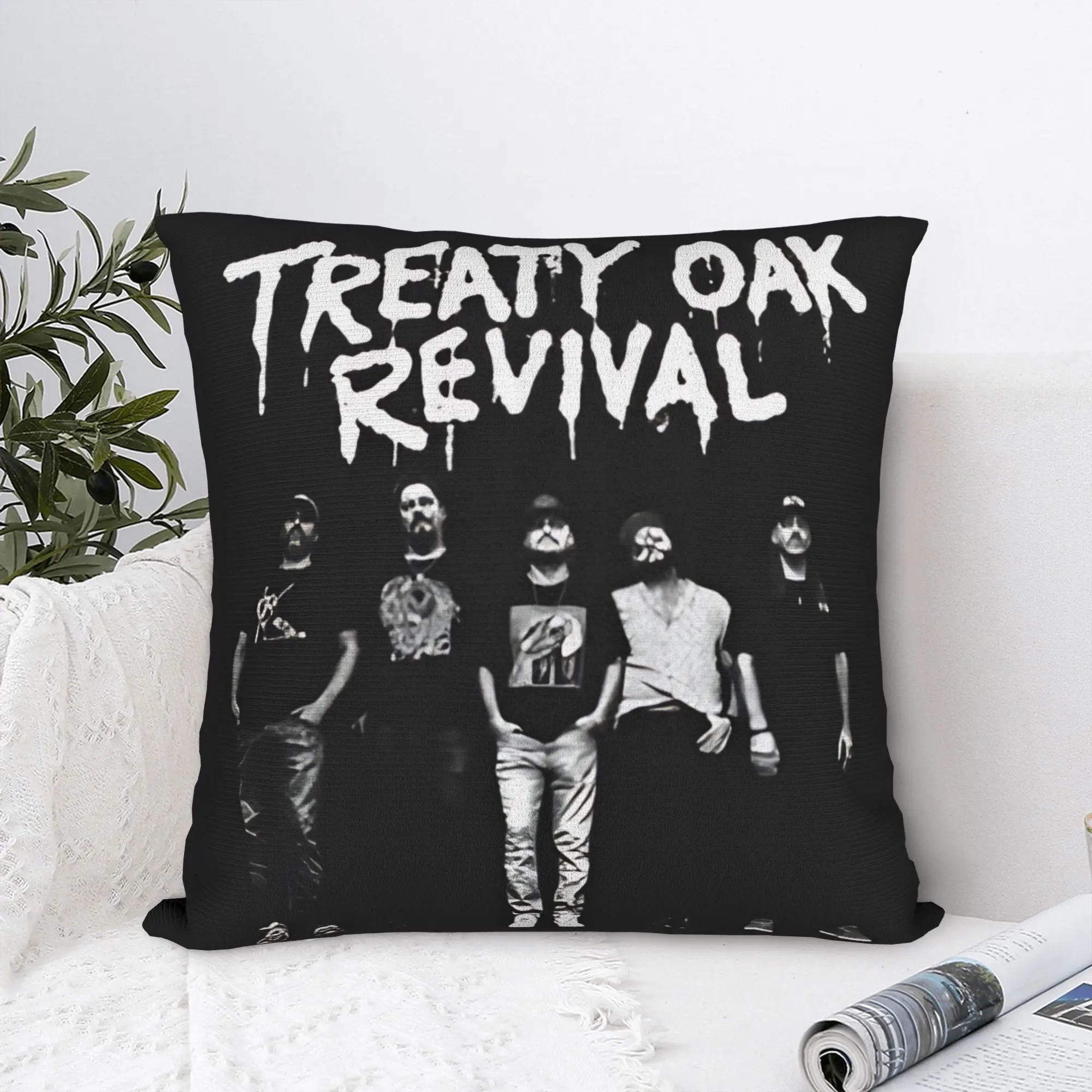 Country Music Band Treaty Oak Revival Pillow Case  Soft Pillow Cover Retro Trendy Cushion Cover For Living Room Bed Chair