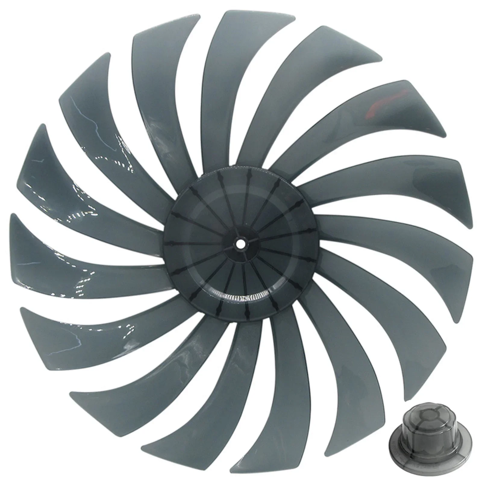 Leaves Fan Blades 15 Blade 355mm Black Lightweight PP Plastic With Nut Cover Affordable High Quality Practical