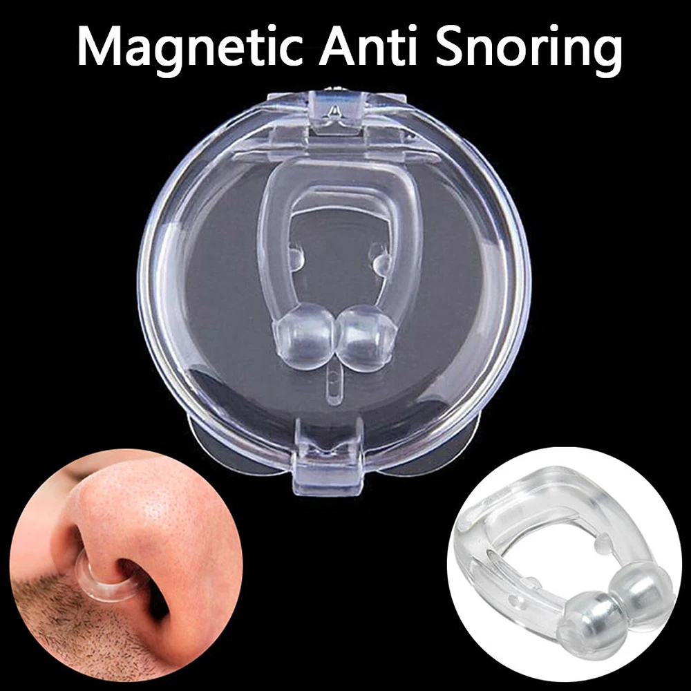 Tcare 2/4 PCs Magnetic Anti Snoring Device Silicone Anti Snore Stopper Nose Clip Sleeping Aid Apnea Guard Night Device with Case