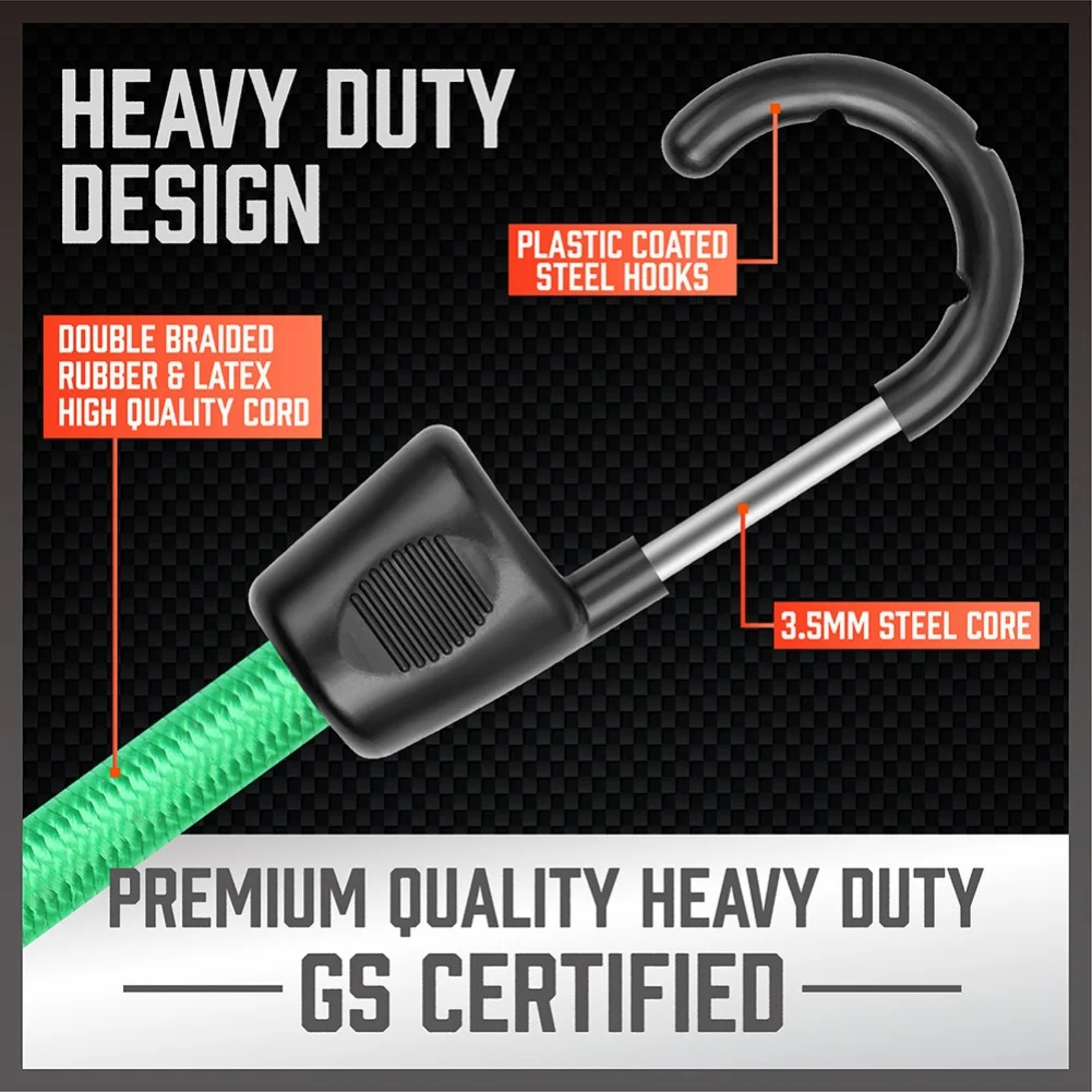 

30 Pieces Elastic Round Rubber Cord Set for Motorcycle Bicycle Tie Down Tent Camping Cargo Secure with Clips Ball Straps