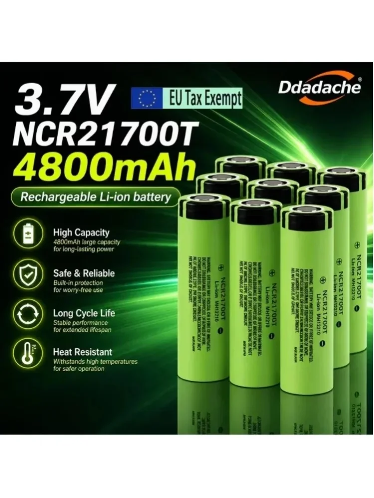 NCR21700T 3,7 V 21700 4800 mAh wiederaufladbare Lithiumbatterie, sicher und langlebig, geeignet für Batterien für elektrische Schraubendreher und Batterien für elektronische Zigaretten