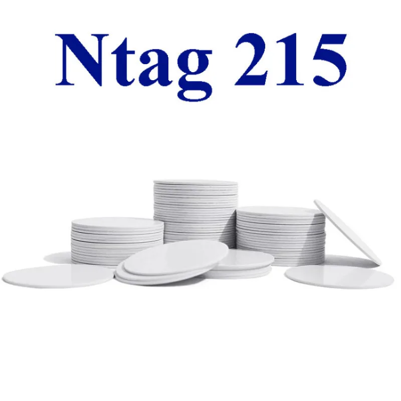 10-100 Pcs 13.56MHz NFC Ntag215 Coin Tag Card Label RFID Ultralight Tags Labels 25 mm Diameter 540 Bytes