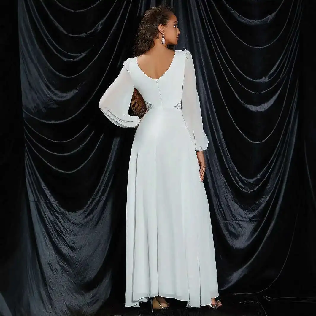 

Women's Dress Elegant Banquet V-neck Long Dress Evening Dress Waist Casual Vintage 2025 Summer Dress Robe Vestido Women Elegant