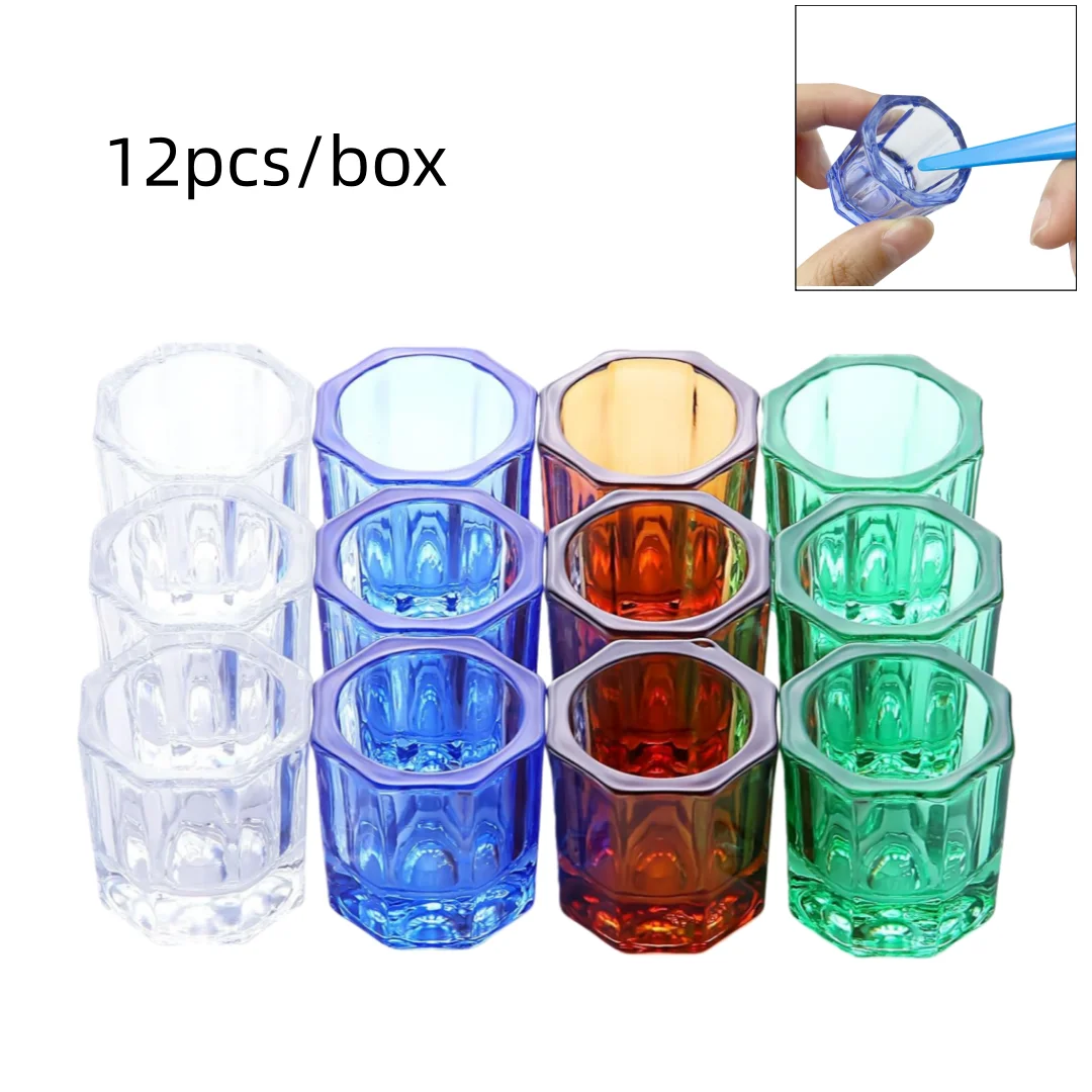 

Набор из 12 стеклянных восьмиугольных чашечек для смешивания стоматологических материалов, утолщенные, для адгезивов и порошков