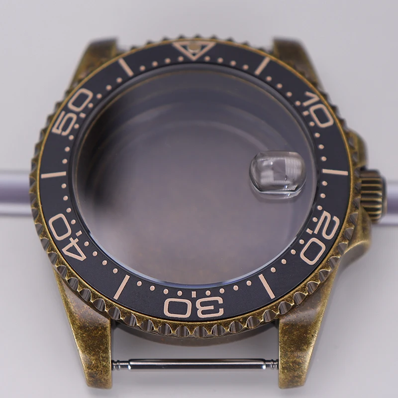 Bronze Retro 40mm NH35 Uhrengehäuse Keramik-Lünette 120 Klicks für SUB NH35 NH36 NH34 NH38 NH70 Uhrwerke 28,5mm Zifferblatt Saphirglas – Detail 8