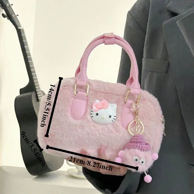 Sanrio Hello Kitty Autumn and Winter High-quality Plush Cartoon Handbag Kawaii Fashion Plush Senior Cartoon Messenger Bag New