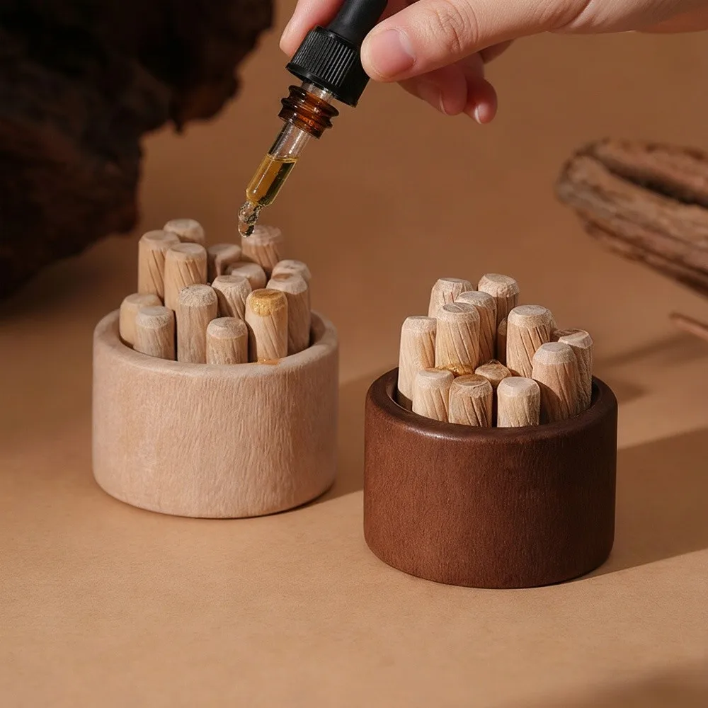 New Wooden Essential Oil Diffuser Long-lasting Floral Fireless Aromatherapy Inhaler Slowly Volatile Car Ornaments