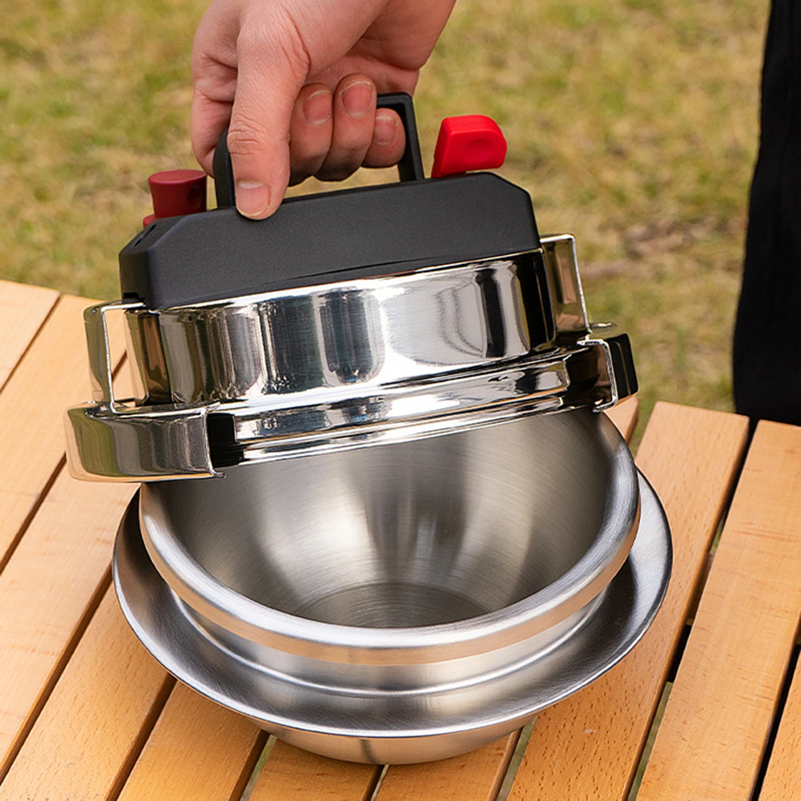 1.6L Small Pressure Cooker Stainless Steel Cooker Outdoor Camping Portable Micro Pressure Cooker 5-minute Quick Cooking Pot