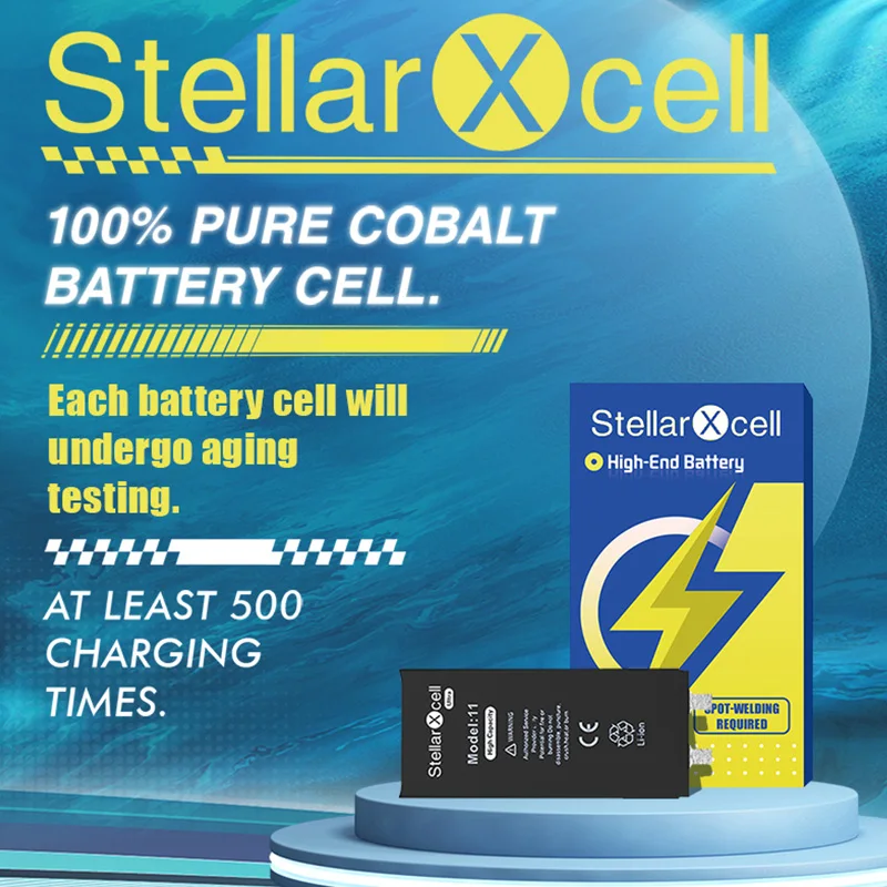 StellarXcell battery no flex 110% high capacity for iPhone XS~14ProMax XR 11 11pro 12 13Pro 14 14pro 13mini 12mini battery cell