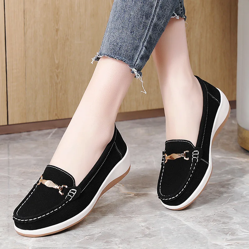 

Spring autumnew arrivalthick solecasual women's shoes loafers non-slipfashionladieswear shoes suede shoes women's flatsflats