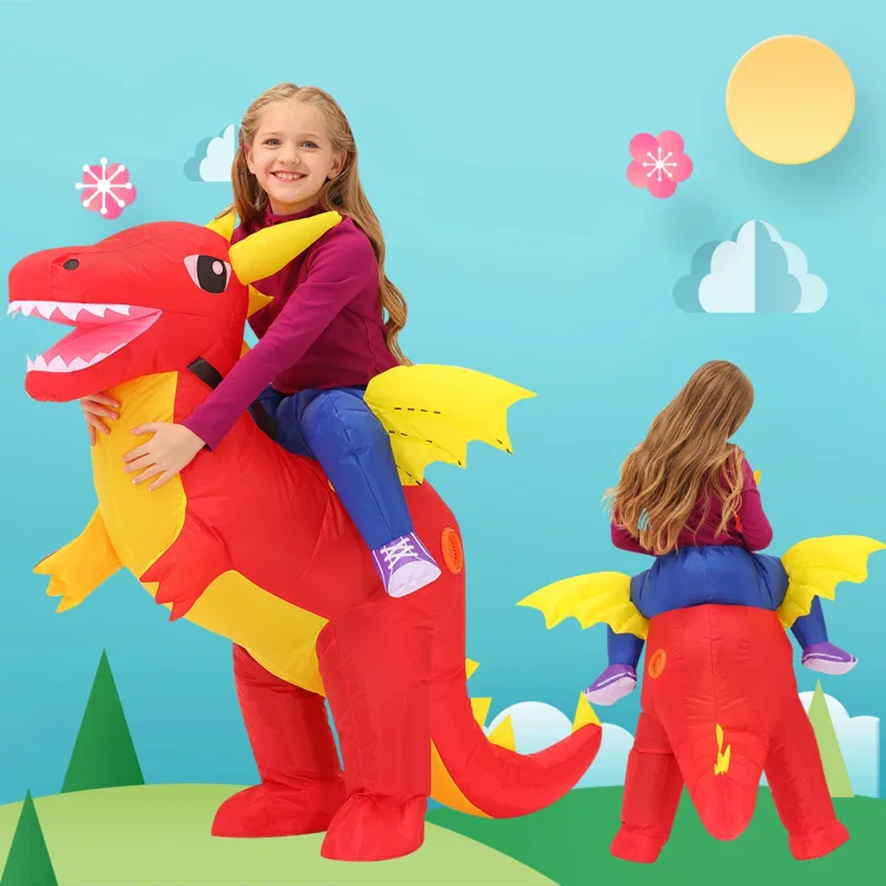 Disfraz inflable de dinosaurio para niños y niñas, traje de cosplay para fiesta, anime, Purim, Carnaval, dibujos animados, Halloween