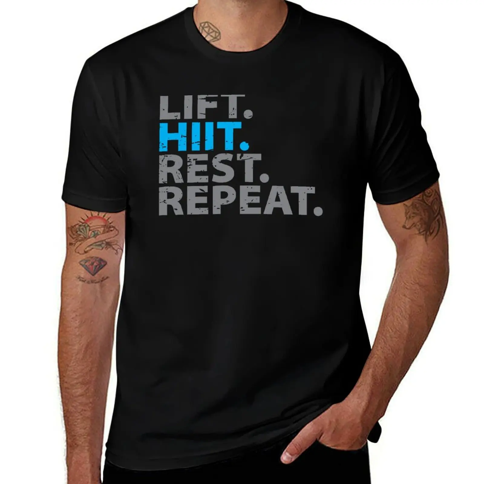 Lift HIIT Rest Repeat T-Shirt Work Wear Breathable Tee T-Shirt