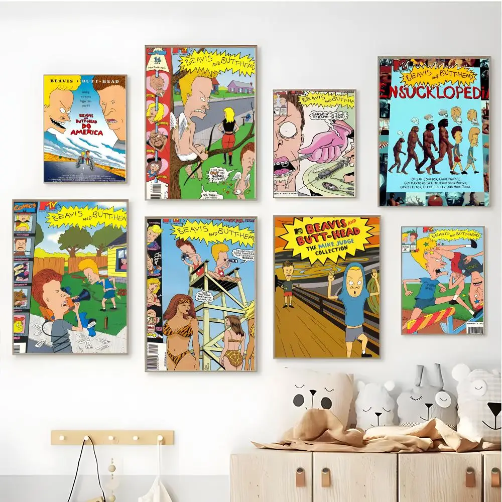 Beavis And Butthead Tv anime Poster HD art sticky wall waterproof home living room bar aesthetic decoration