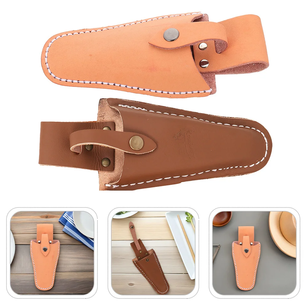 

2pcs Pruner Cowhide Scissors Holder Belt Pouch Gardening Tool Protective Case Durable Hanging Plier Cover For