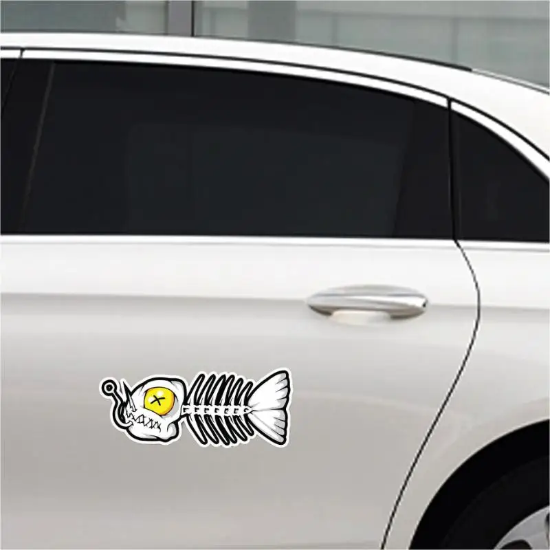 Bone Fish Hook Car Stickers Personality Creative Anime Decals 3D Waterproof Sunscreen Surfboard Fuel tank Decoration