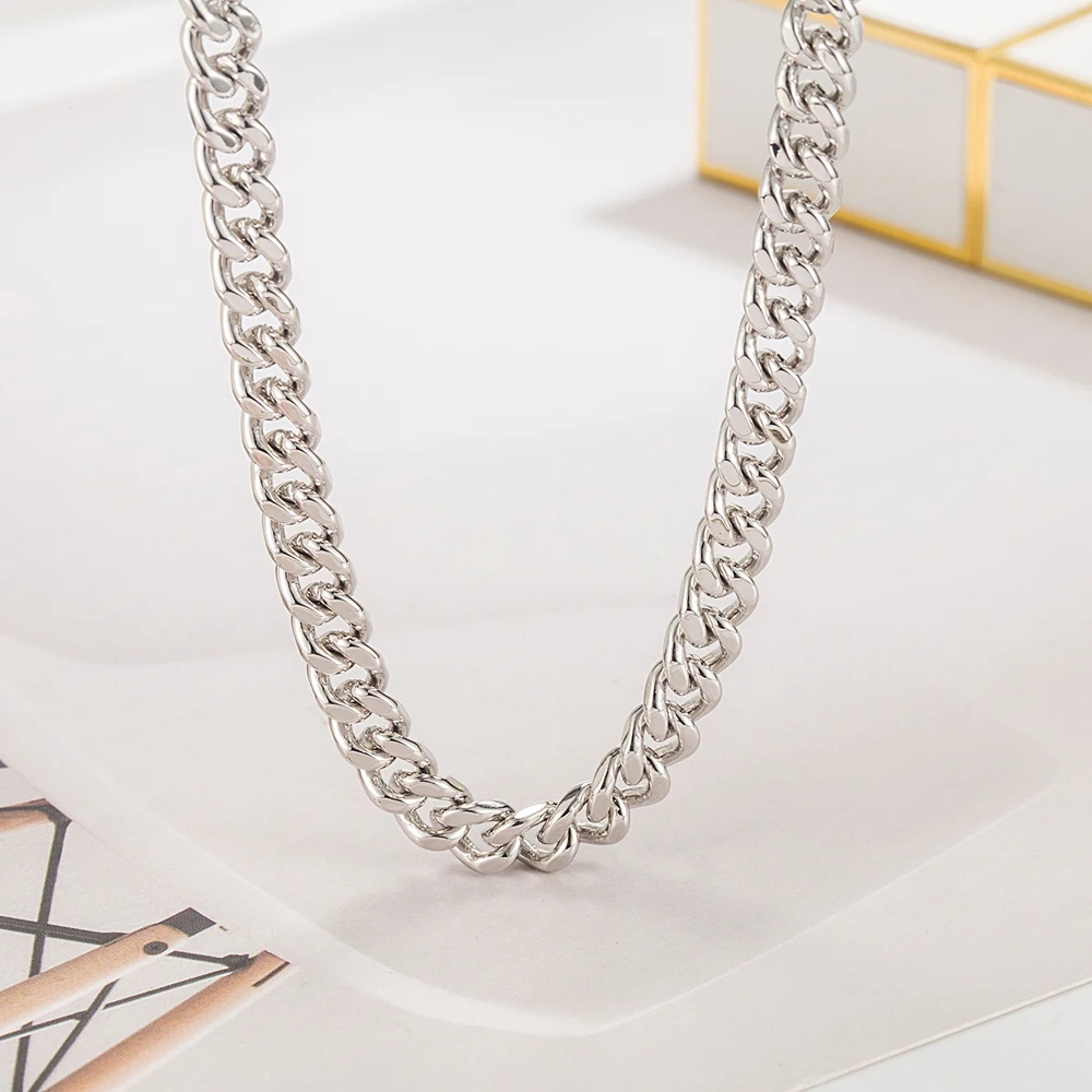 

925 Sterling Silver Necklace Italian Desig Chunky Choker 6MM Thick Cuban Curb Chain Fashion Statement Jewelry Fine Accessory