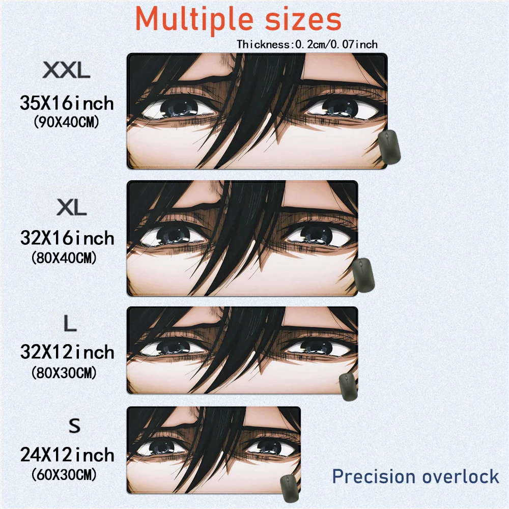 애니메이션 아트 마우스 패드 대형 게임용 마우스패드 사무실 액세서리 노트북 사무실 고무 미끄럼 방지 고무 스티치 엣지 데스크패드