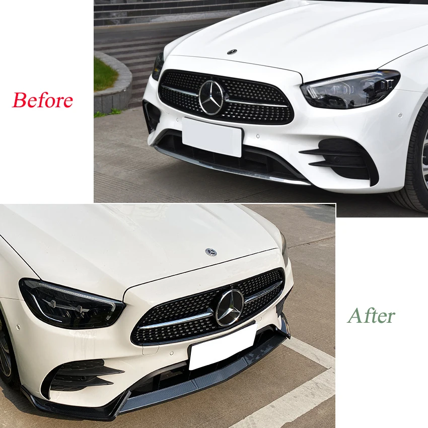 For Mercedes Benz E-Class W213 C238 E260 E300 AMG 2021-2024 Front Bumper Lower Lip Spoiler Splitter Kit Guards Car Accessory