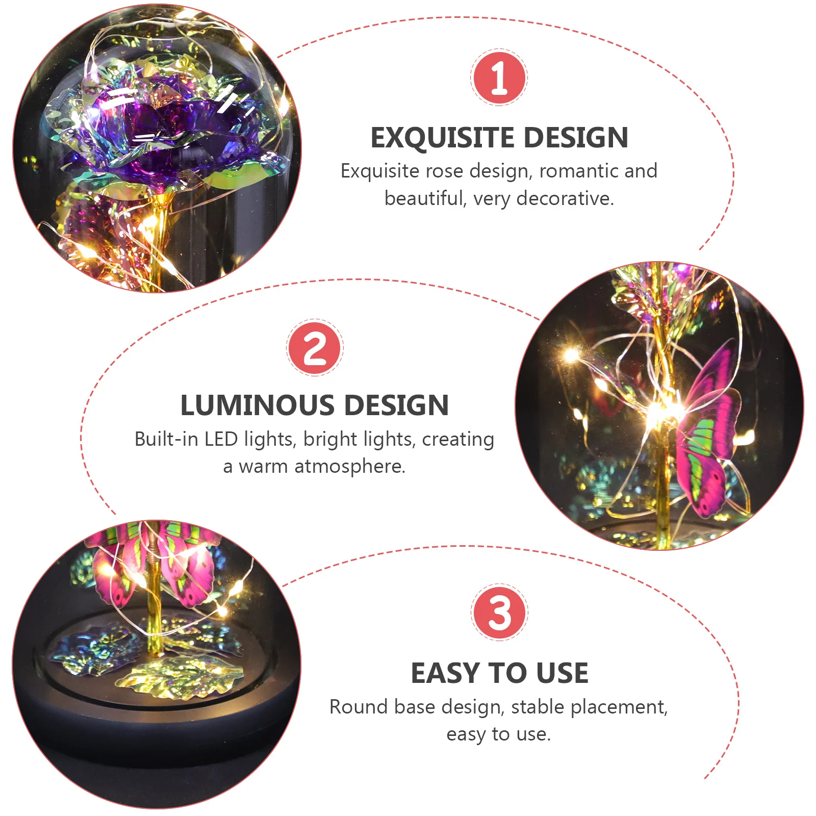 

Glass Rose Valentine's Day Decoration Adornment Valentines Decorations Flower Cover Preserved Dome