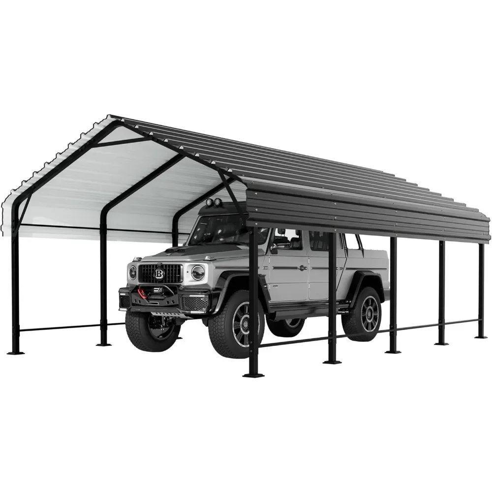 12 x 20 ft Metal Carport Kits with Galvanized Steel Roof, Heavy Duty Metal Carport Canopy, Outdoor Car Tent Metal Garage Shelter