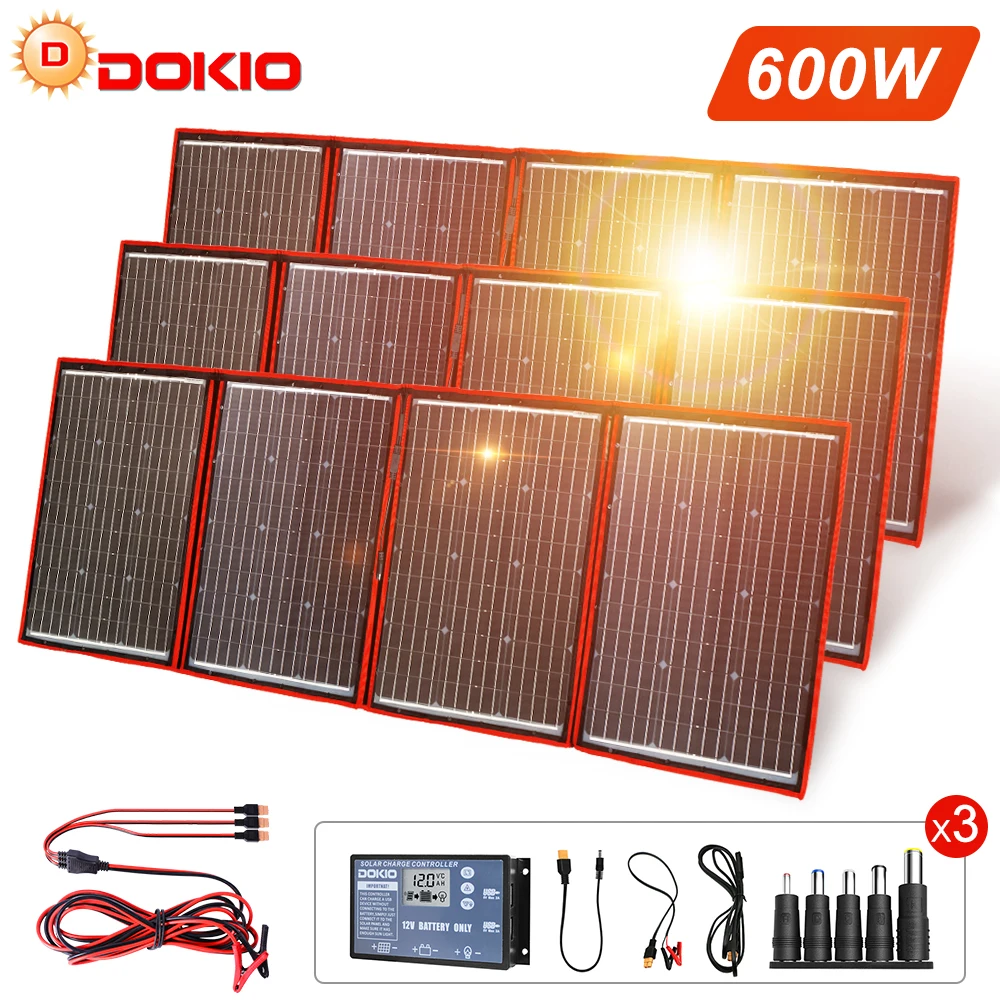 Dokio 900W/600W/480W 12V przenośny składany Panel słoneczny chiny monokrystaliczny na kemping/łódź/rower/podróże/dom/samochód FFSP-220M/320M