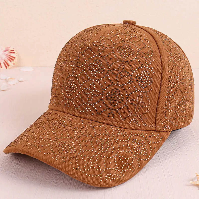 Rhinestone Baseball Cap Sports Back Buckle Hat Men\'s Women\'s Sports Golf Fishing Crystal Hard Top Headgear Sunscreen Sun Chapeau