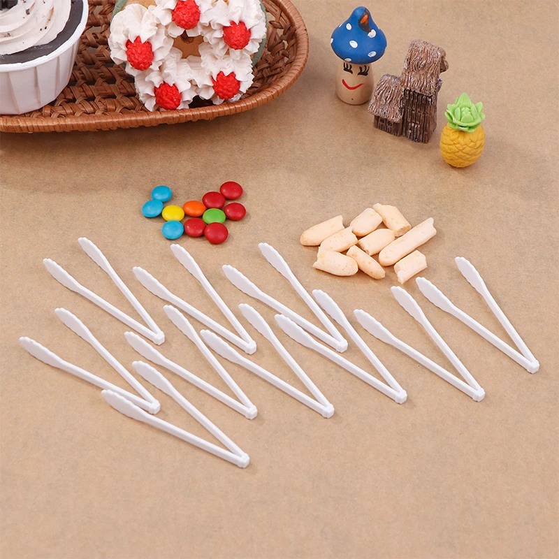10Pcs Dollhouse Mini Cake Dessert Bread Clip Tweezers Food Clip Bread Tongs Model Tableware Cookware Kitchen Utensils Tools Toys