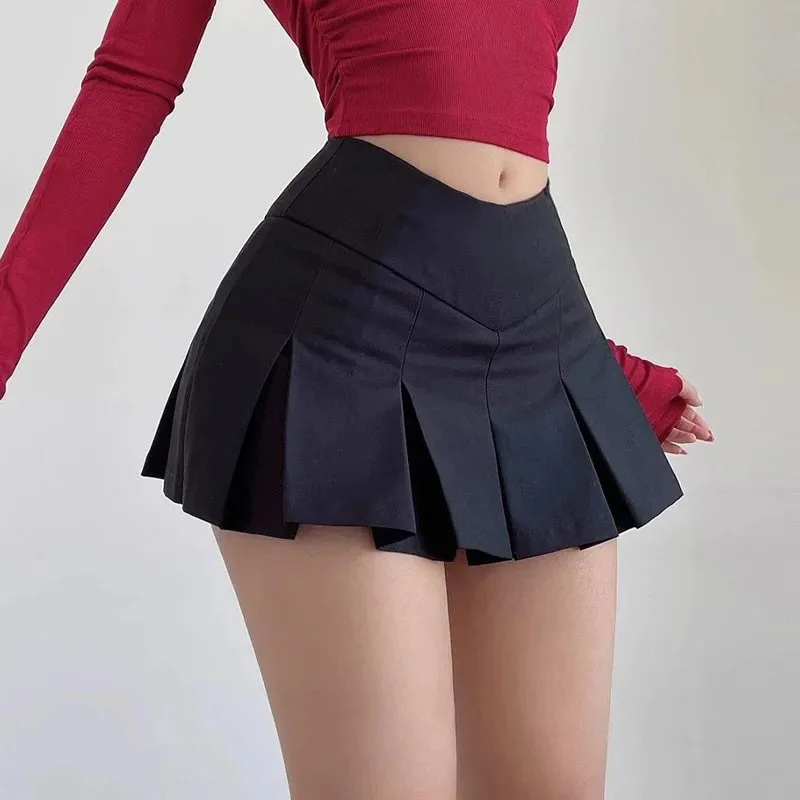 ZOKI Y2K Low Waist Pleated Mini Skirt Micro Skirt Women Short Pleated Skirt Streetwear Aesthetic Girl Skirt New