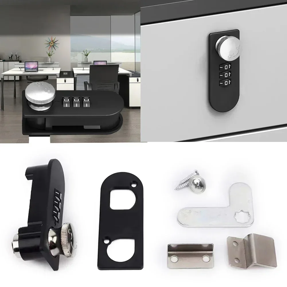 Drawer Lock 3 Digit Combination Password Code Office File Cabinet Smart Cam Code Lock Furniture Password Turntable Lock Hardware