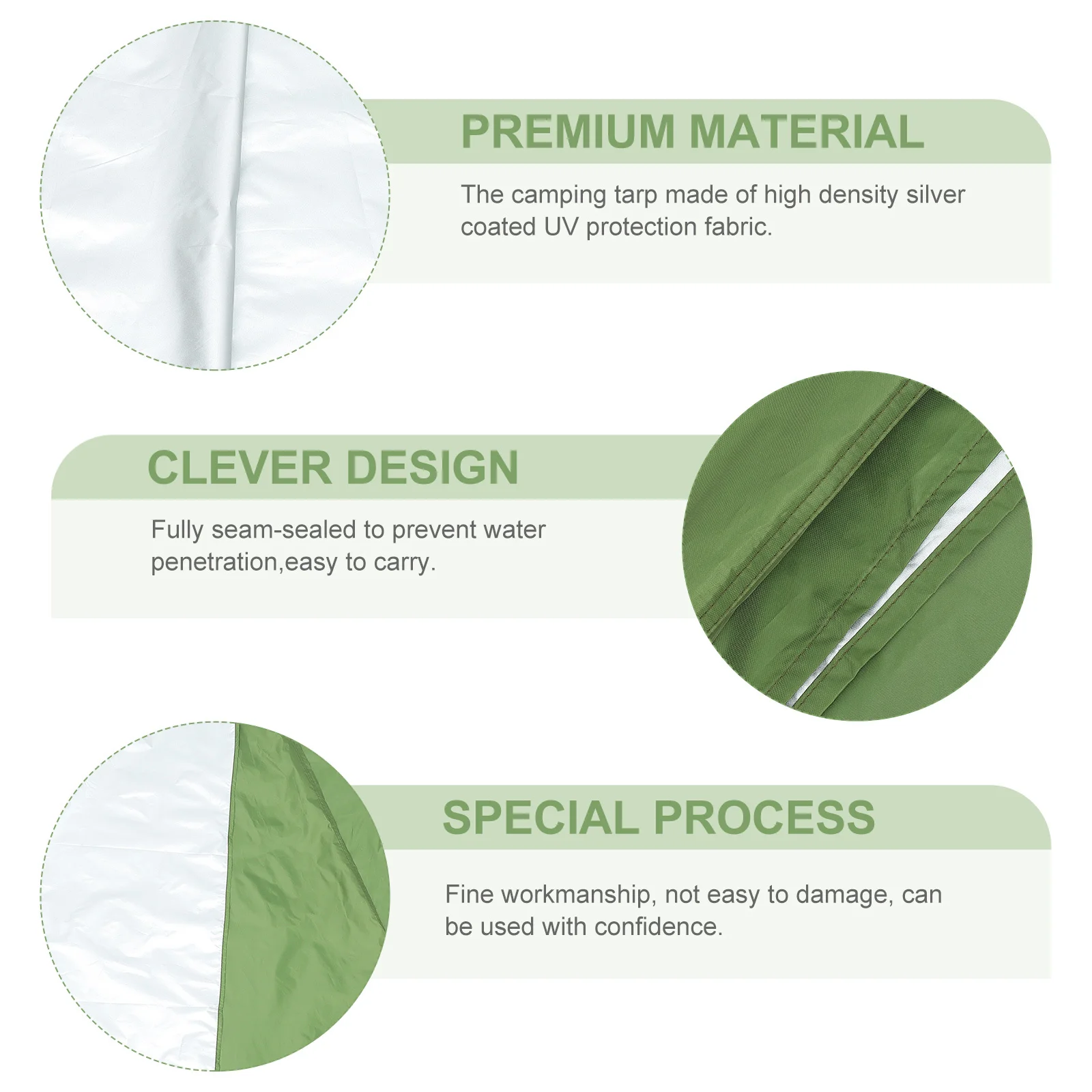 

1Set Waterproof Tarp Camping Tent Outdoor Sunshade Shelter Uv Protection Silver Coated Rainproof Lightweight Portable Ground