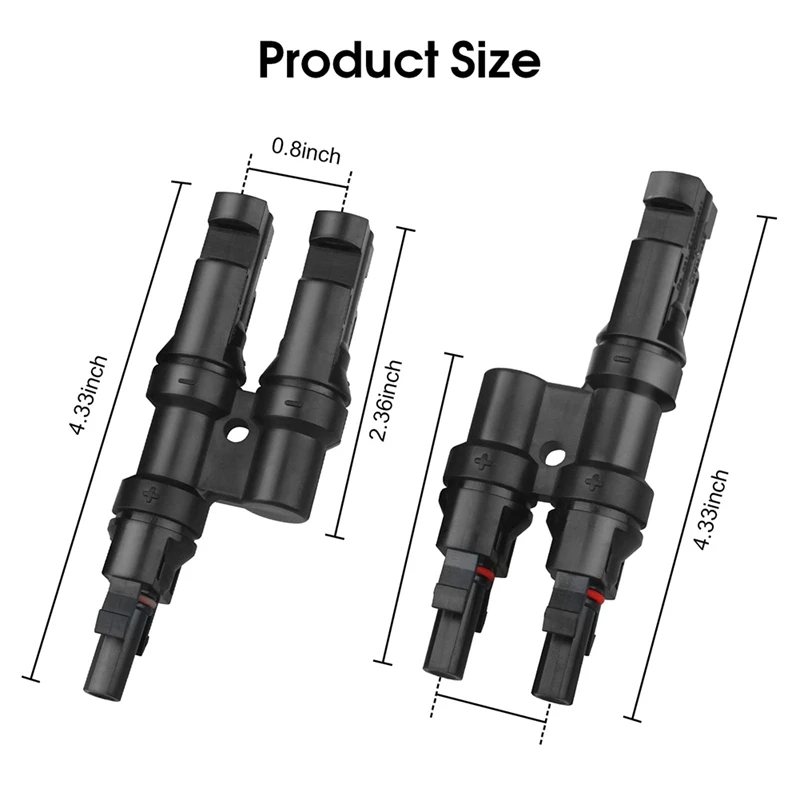 2 Pair Branch Y Connector In Pair MMF+FFM IP67 Y Connector For Parallel Connection Between Solar Panels, 1 Brunch