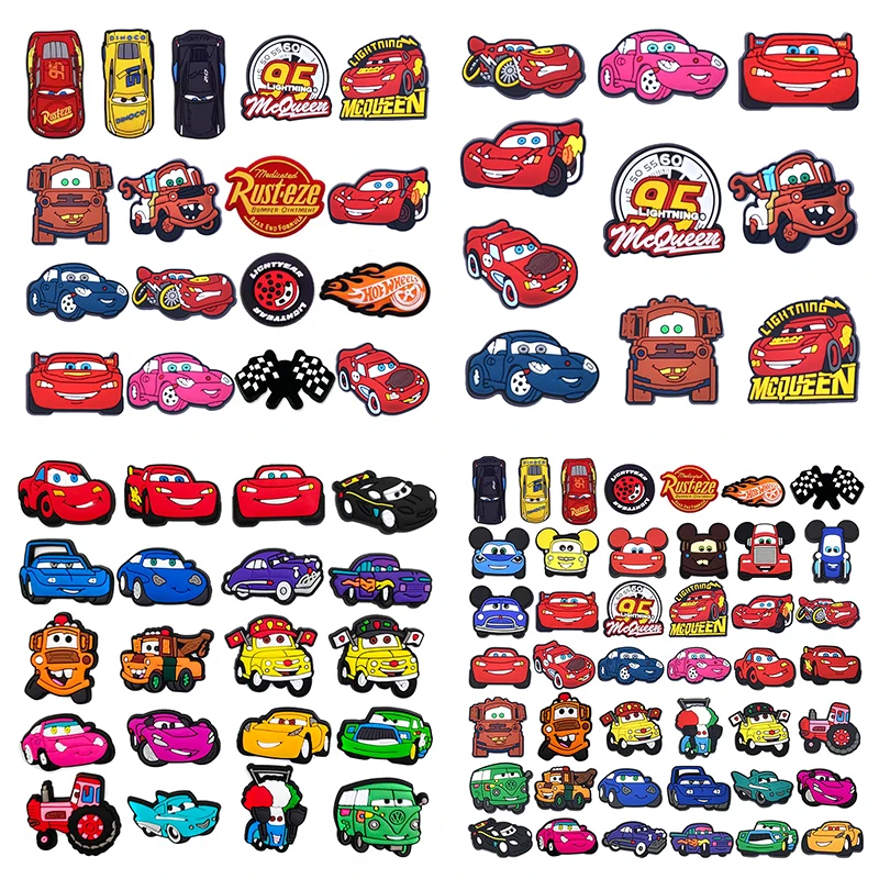 10-100 Peças Conjunto de Berloques de Carro de Desenho Animado para Sapatos, Acessórios para Sandálias Clog, Decoração de Calçados, Fivelas para Pulseiras e Bolsas, Presentes para Amigos e Festas
