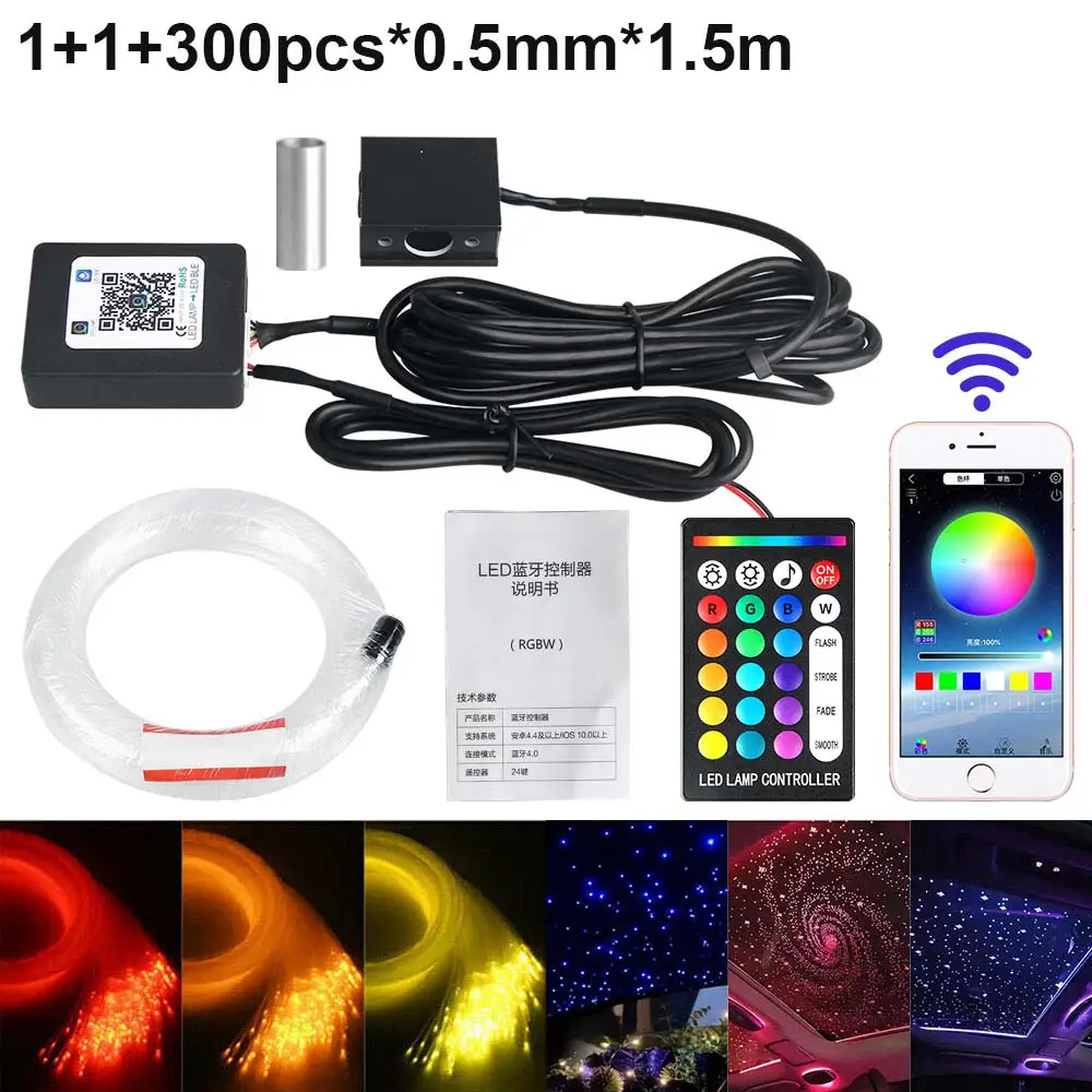 RGBW 1/2/4 split machine Autodak Ster Licht APP Controle Glasvezel Ster Plafondlamp Sterrenhemel plafond voor Auto Thuis