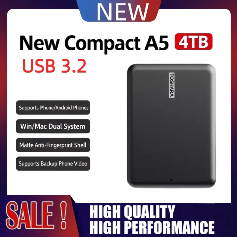 Original New A5 Portable External Hard Drive 4TB/1TB/2TB Canvio Basics USB 3.2 External Data Storage Capacity for PS5 Notebook
