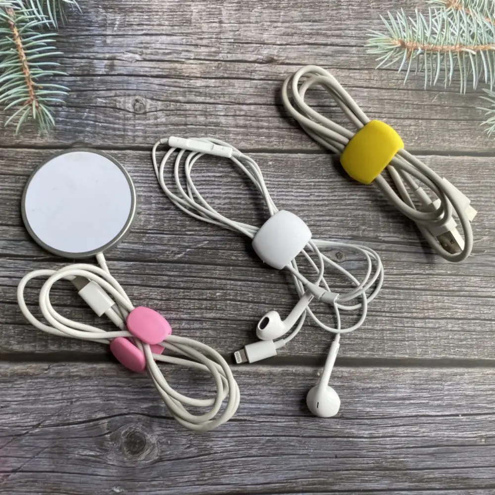 5 Pcs Reusable Silicone Cord Organizer, Travel Data Cord Clip Decoration Earphone Charging Cables Storage Buckle Cable Organizer