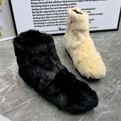 2024 nuovo inverno caldo Furry Botas Femininas vera pelliccia di visone stivali da neve suola spessa scarpe con plateau Creepers Botines nere Mujer