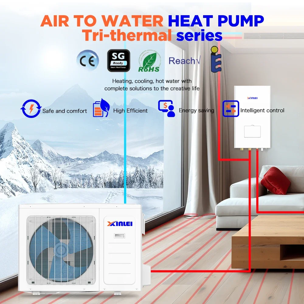 Home heat system hot water 10kw split r32 full inverter source heat pump