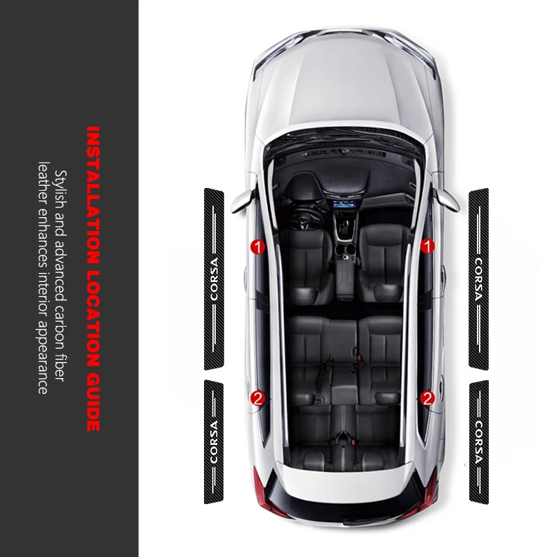 New For Opel CORSA C D B Auto Door Entry Pedal Guards Accessories Car Door Threshold Mat Scuff Plate Door Sill Protector Sticker