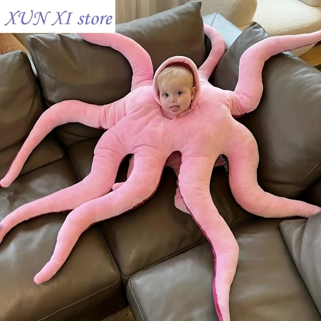 

New Baby Octopus Costume Giant Wearable Octopus Stuffed Animal Funny Jumbo Cute Squid Toddler Halloween Costume For Kids