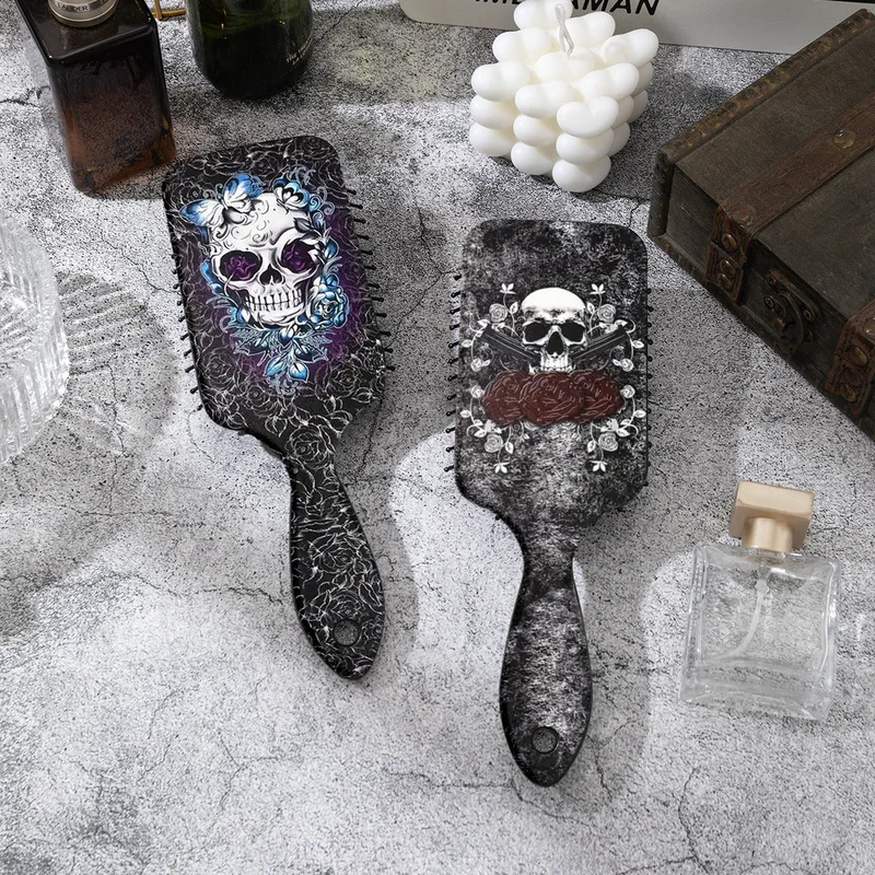 1piece skeleton and flower patterned air cushion comb - massage exfoliating comb, ABS plastic handle,Special for real hair wigs