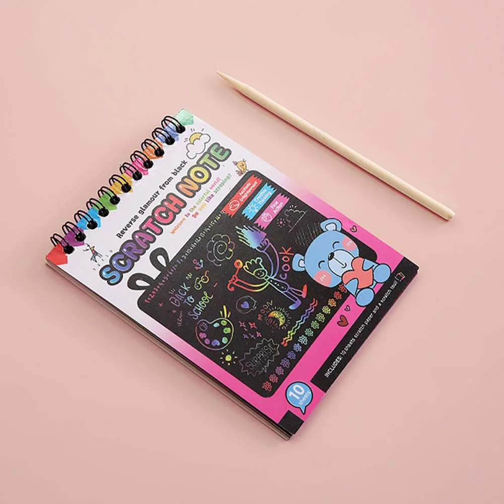 Juego de papel arcoíris mágico para raspar para niños, pintura de raspado, libro de dibujo de Graffiti, juguetes educativos Montessori