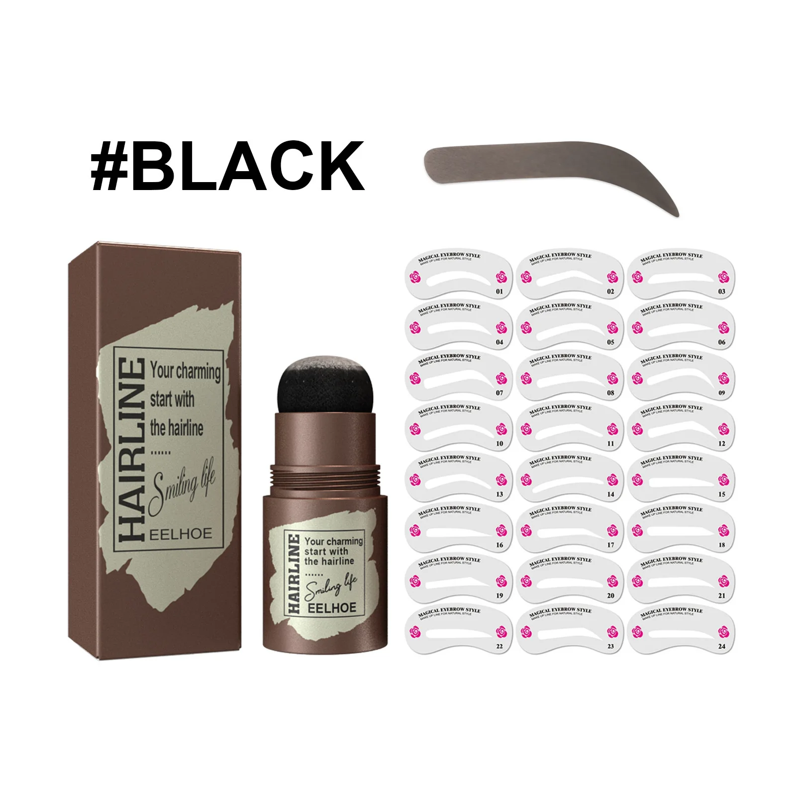 EELHOE Quick Eyebrow Stamp Kit Natural Brow Powder Stencil for Easy Lazy Makeup