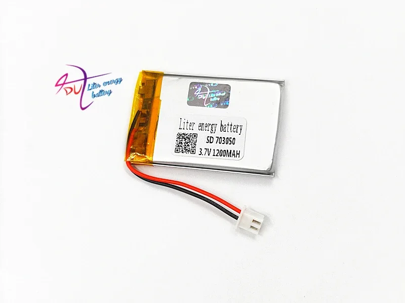 JST 2.54mm 2pin 703050 3.7V 1200mAh Litowo-polimerowa LiPo akumulator złącze baterii 703048 dla Mp3 MP4 GPS bluetooth aparat fotograficzny