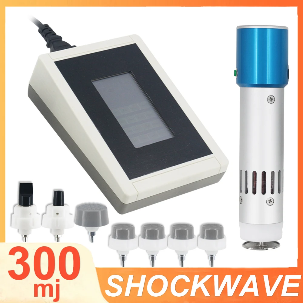 Portable Shockwave Therapy Machine With 7 Heads Effectively Relieve Shoulder Neck Pain Easy Operation 300MJ Shock Wave Massager