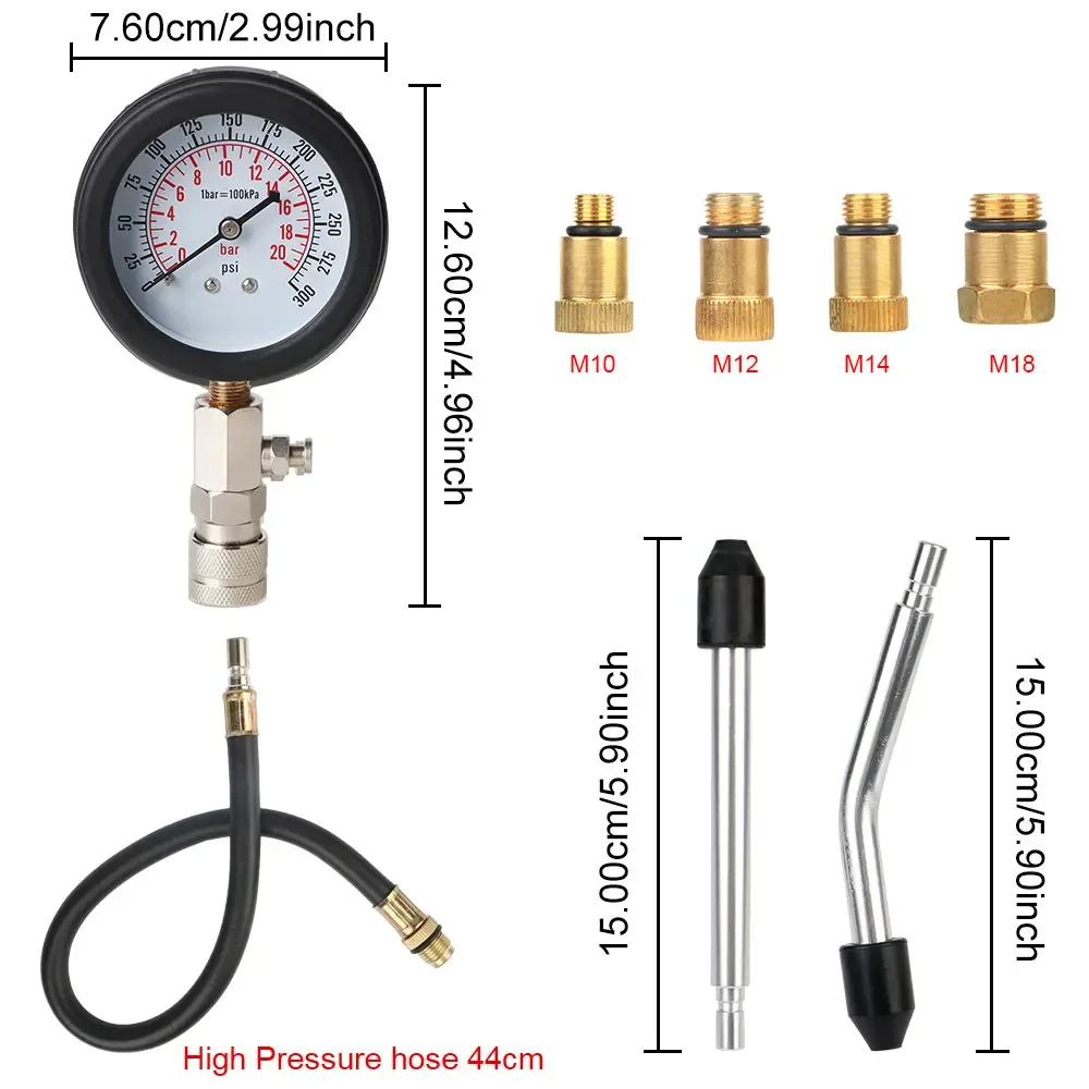 Pressure Gauge Gasoline Engine Compression Tester Automotive Workshop Tools Mechanical Inspection Garage Tool Car Verification