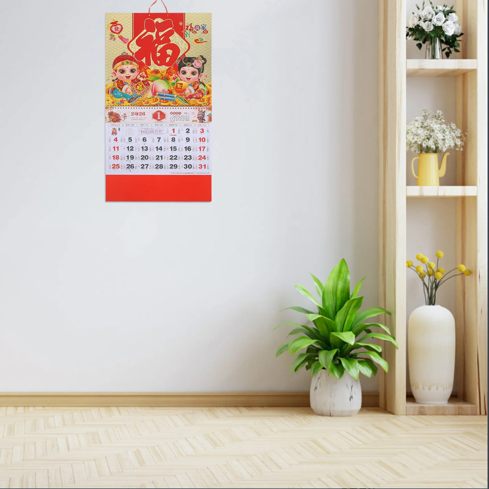 

Chinese New Year Calendar 2026 Feng Shui Traditional Wall Hanging Zodiac Horse Daily Lunar Dates Solar Terms Home