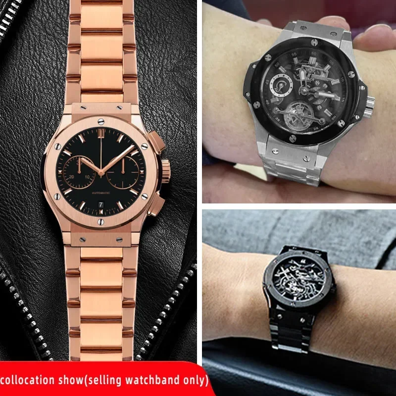 27*19 مللي متر الفولاذ المقاوم للصدأ حزام ل HUBLOT الكلاسيكية الانصهار الانفجار الكبير حزام (استيك) ساعة سوار إكسسوارات حزام الساعات مقاوم للماء