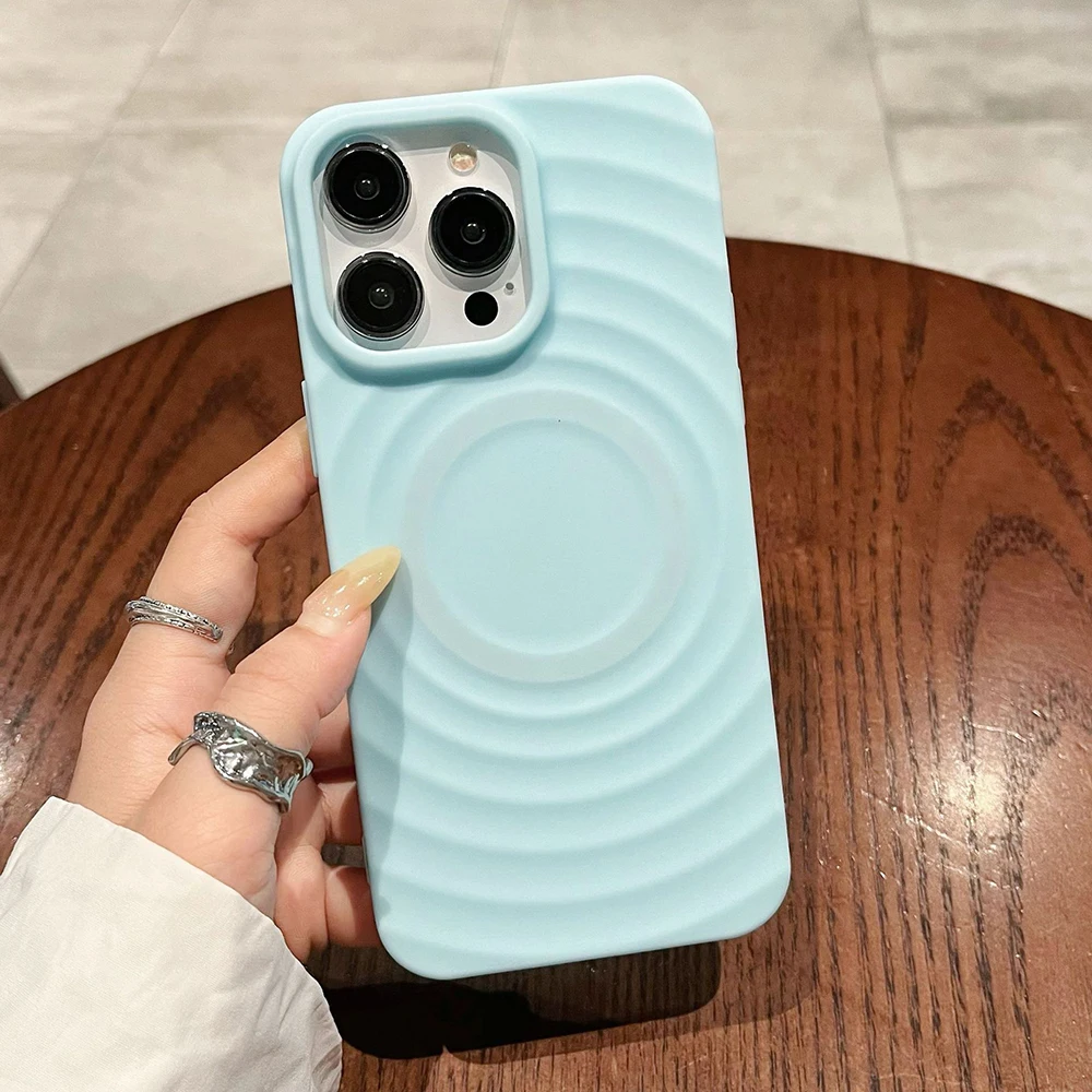

Для iphone 16 Pro Max 14 13 12 15 Plus Чехол Высококачественный волнистый узор Чехлы для телефонов Летний все включено ТПУ Матовый защитный чехол