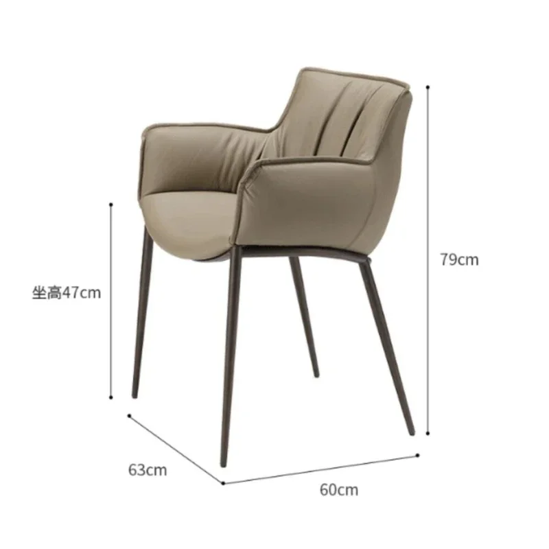 Italian light luxury backrest dining chair modern simple household small unit stool restaurant bedroom cafe leather chair